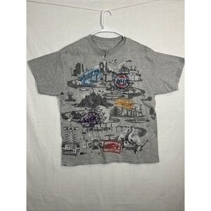 Disney Park Shirt 2018 Grey Size Large Magic Kingdom, Epcot, HW studios Tee 1028